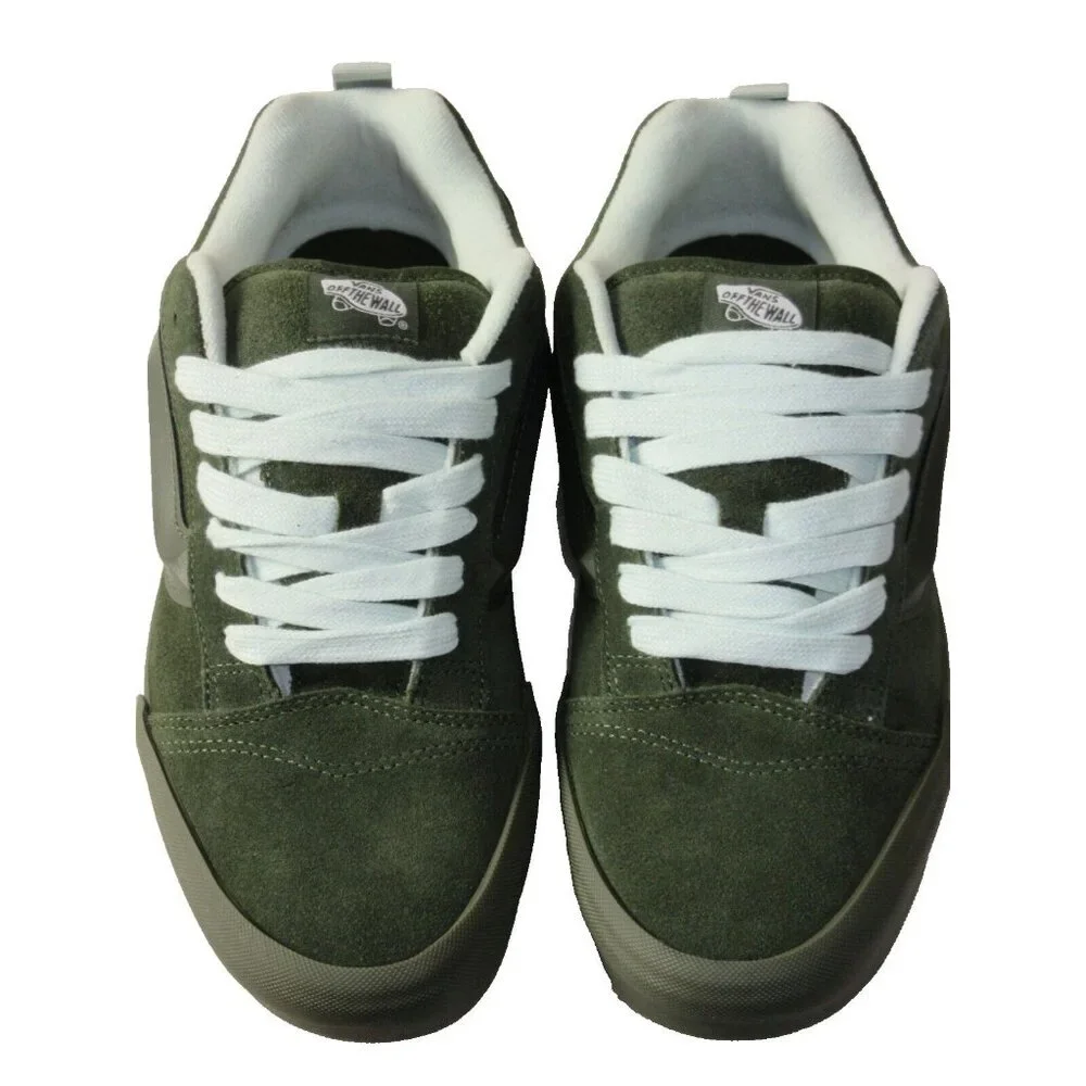 Vans Men's Knu Skool Utility Mono Olive Green Suede Skate Shoes sizes NIB - Picture 3 of 5